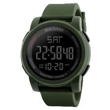 Reloj digital Verde, pantalla con iluminacion nocturna en verde, cronometor, alarma, calendario