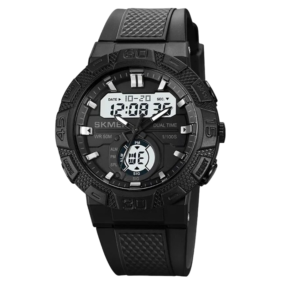 Reloj de hombre dual analogo-digital, con cronometro, alarma, calendario, iluminacion nocturna, resistente al agua 50 m